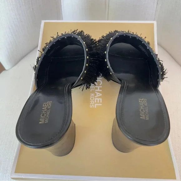 Michael Kors Black Tassel Fringe Mule Heels - Picture 3 of 6